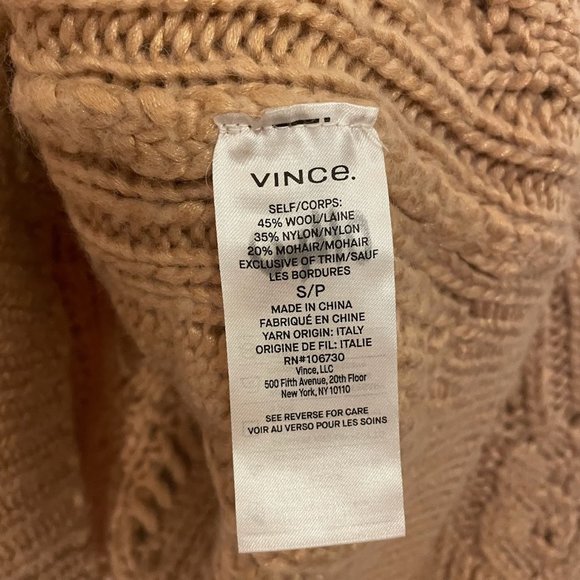 NWOT Vince Cable Knit Sweater Mohair Wool Blend Rose Sweater SMALL - Picture 3 of 4